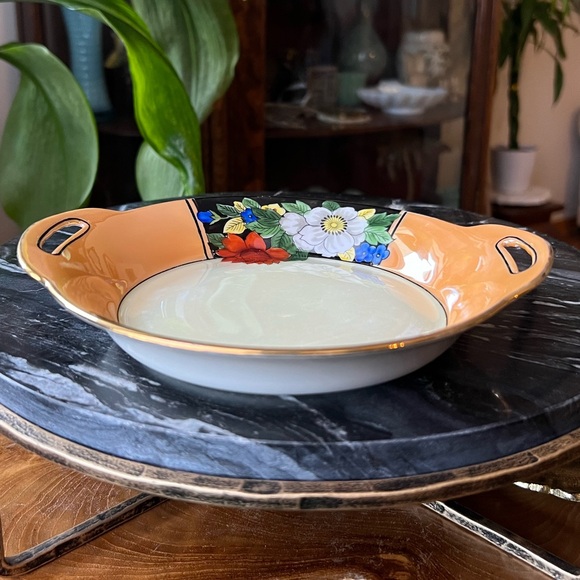 Antique Noritake Morimura Peach Lusterware Floral Handled Dish Japanese 1910’s - Picture 7 of 10